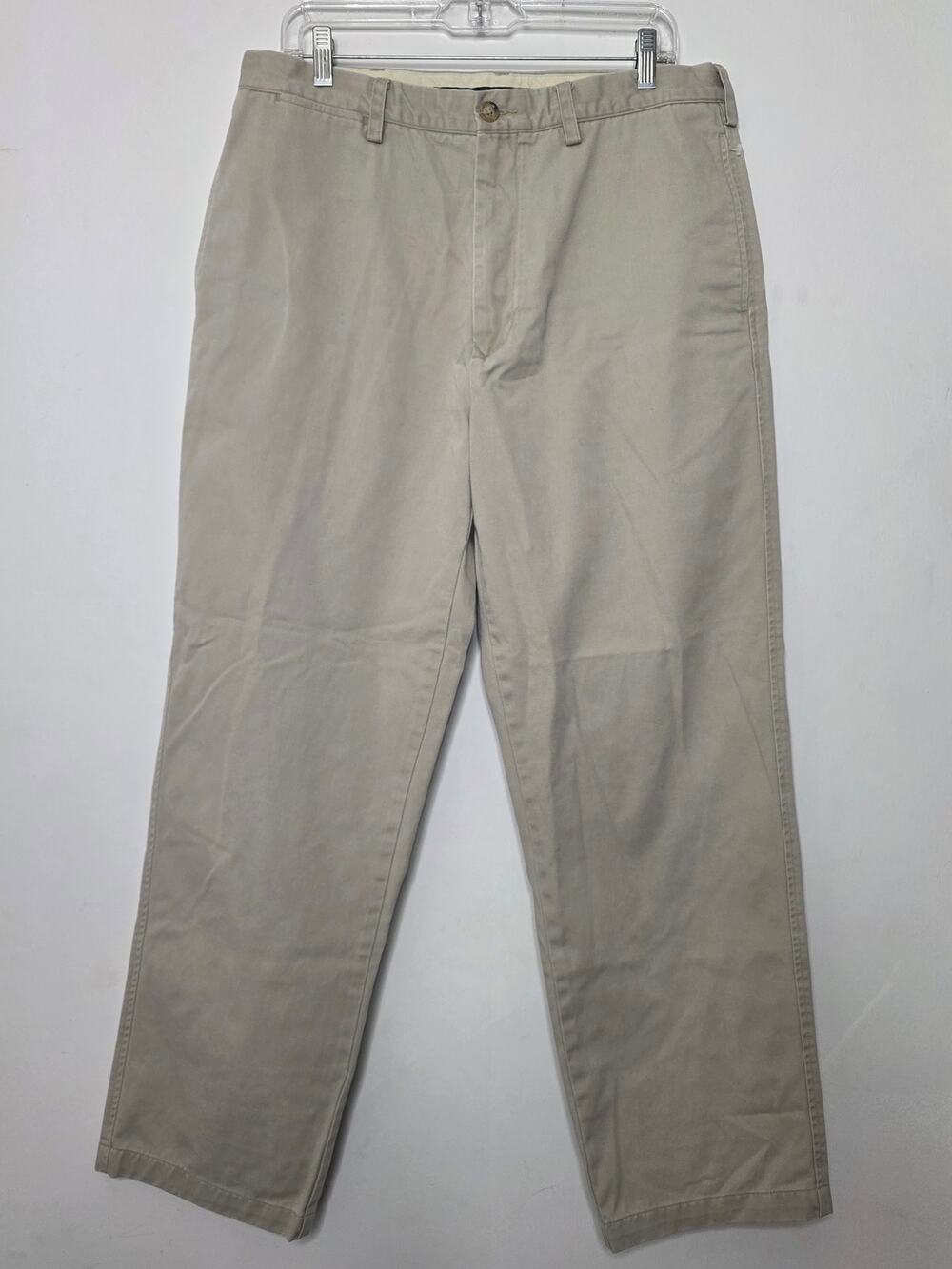Banana Republic Men's 100% Cotton Straight Chino Khaki Pants Flat Front 36 X 32